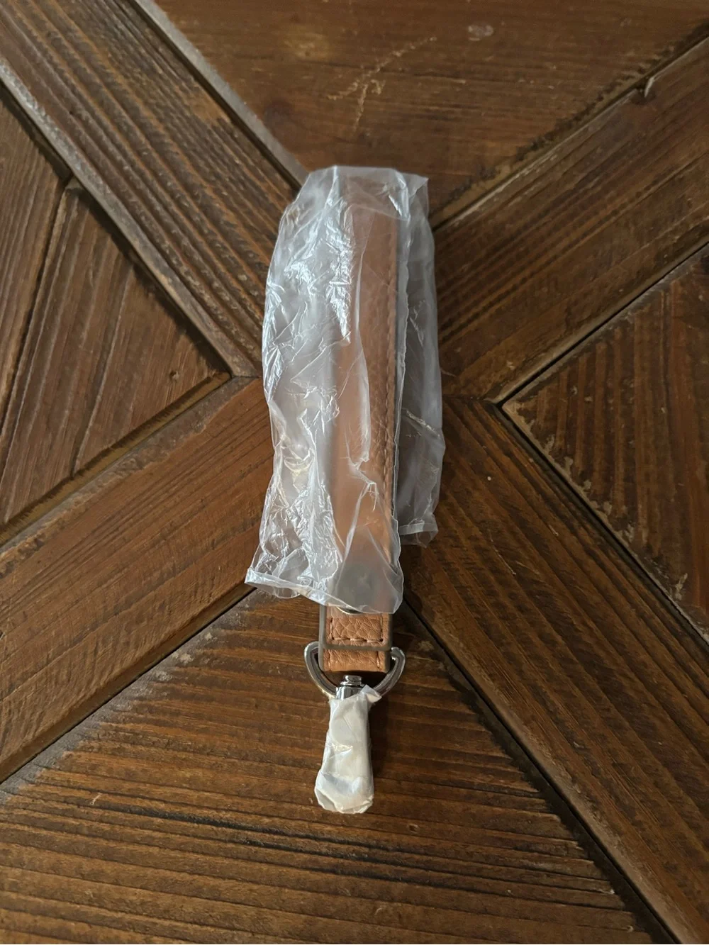 thirty-one Tan Leather Key Strap with Silver Hardware